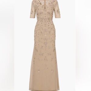 Elegant Beige Embellished Mini Dress